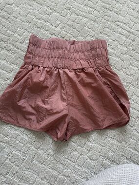 High-Waist Smocked Casual Shorts in Dusty Rose